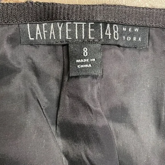 Lafayette 148 Black Brown Animal Print Wool Silk Blend Lined Pencil Skirt 8 $398 - Picture 3 of 6